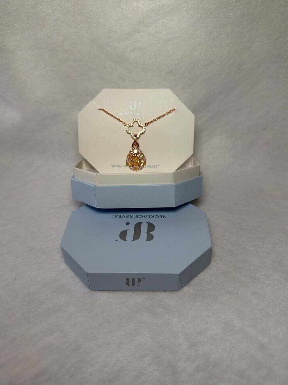 BP The Kennedy Necklace Clover Lemon CZ Rose Gold